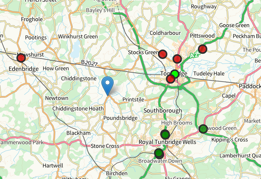 map with stations plotted on it