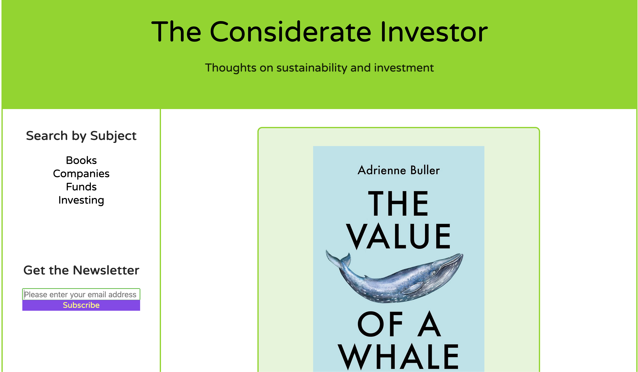 screenshot of the considerate investor blog